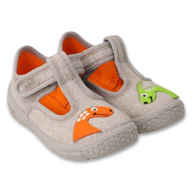 Befado børnetøfler med velcro, dyremotiv 629P003, grå
