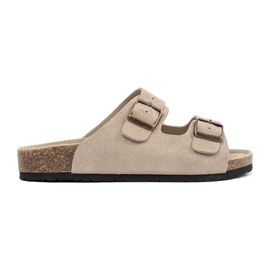 Goodin Kvinders læder flip flops beige