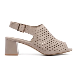 Goodin Beige Openwork Suede High Heels Sandaler