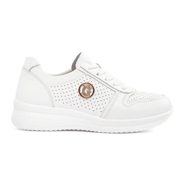 Goodin Hvide Openwork -sneakers med naturligt læder med et ornament