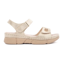 Goodin Golden kvinders sandaler med et ornament gylden