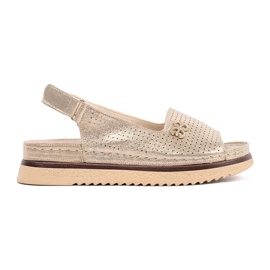 Goodin Openwork bløde guld sandaler med et ornament gylden