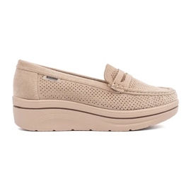 Goodin Beige loafers på en tyk sål