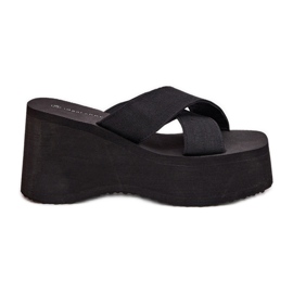 Kvinders flip flops på kile og platform sort