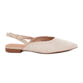 Ballerinaer med fletning og pegede tæer beige
