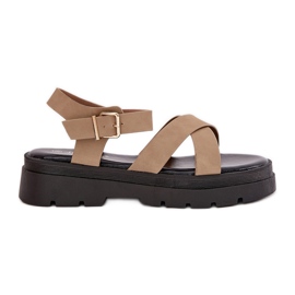 Kvinders sandaler på Khaki Eco Leather Platform beige