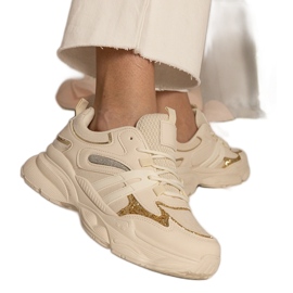 Beige kvindes sports -sneakers med glitter