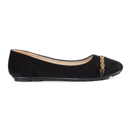 Black Flat Women's Ballerinas med et ornament sort