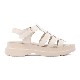 Goodin Beige sandaler på læderplatformen