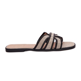 Klassiske kvinders flade beige-sorte flip flops