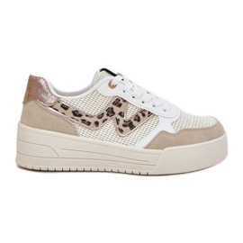 Kvinders sportssko på platformen leopard beige
