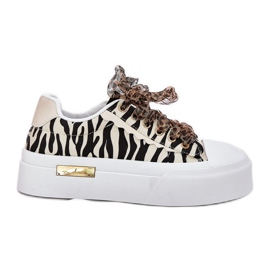 Kvinders sneakers med dekorativ snøring sort og beige