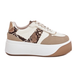 Kvinders sneakers på en massiv platform, dyre mønster beige