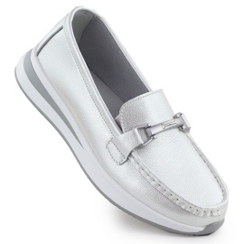 S.Barski Læder Moccasin-sko på Pearl Platform Białe S. Barski GR51-598 hvid