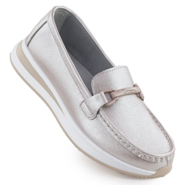 Læder Moccasin Sko på Pearl Platform Pink S.Barski Gr51-598 lyserød