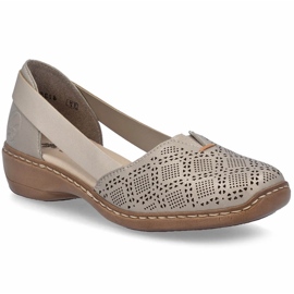 Women's Openwork lædersko, marengs komfort Rieker 41351-90 beige