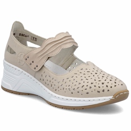 Beige læder åbent sko Rieker N4382-60