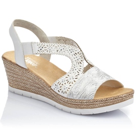 Hvide kvinders sandaler Rieker Openwork Mønster