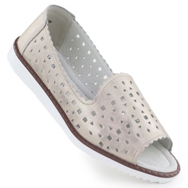 Kvinders lædersko Åben Toe Openwork Beige S.Barski LR51-922