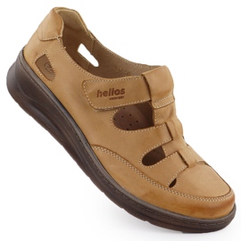 Kvinders lædersko på velcro Light Bronze Helios 437 brun
