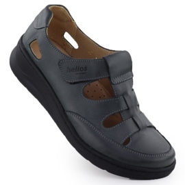 Kvinders lædersko på Helios 437 Graphite Velcro grå