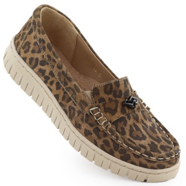 Læder Moccasins Women's Leopard Leopards Brown Helios 441 brun