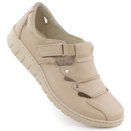 Kvinders lædersko med beige helios 780