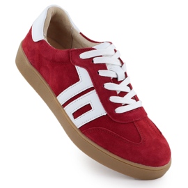 Vinceza Red Leather Women's Sports Shoes rød