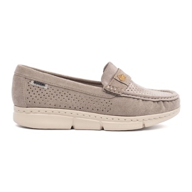 Goodin Mørke beige åbne loafers med et gyldent element