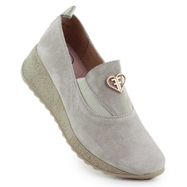 Lædersko på Taupe Filippo DP6786 kile grå