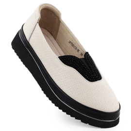 Kvinders lædersko Filippo perforeret beige
