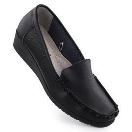 Women's Leather Loafers på Elevation Black Sabatina JHY03 sort