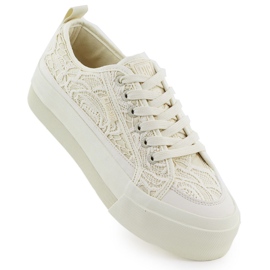 Low Women's Sneakers With Lace Beige Big Star RR274746