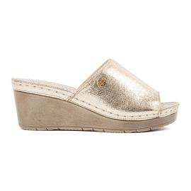 Goodin Golden Women's Flip -flops på kile gylden