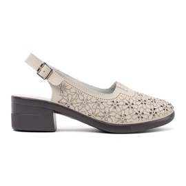 Goodin Beige brunede lavhælede sandaler