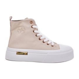 Høje kvinders sneakers på platformen beige