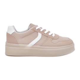 Sneakers med lav platform til kvinder, beige