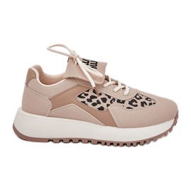 Kvinders sneakers sportssko på platformen leopard beige