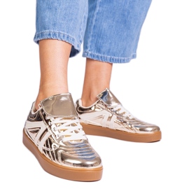 Gyldne sneakers lakerede sneakers gylden