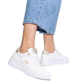 Kvinders hvide sneakers med gylden glitter