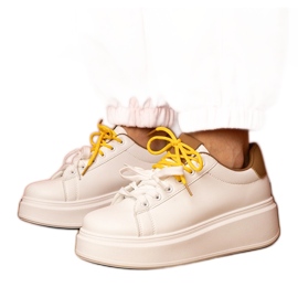 White-Brown Sports Sneakers på platformen hvid
