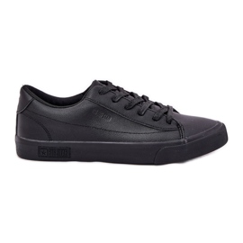 Big Star Mænds klassiske lave øko læder sneakers store stjerne nn174252 sort