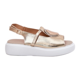 Læder Elegant Women's Sandals S.Barski Gr51-603 Zlotys gylden