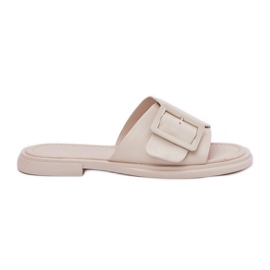S.Barski Kvinders læder flip flops med en D &amp; A SJ2302-01 beige spænde