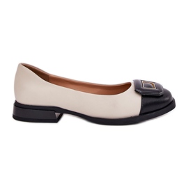 S.Barski Læder ballerinaer med dekoration D&amp;A MK51-059 beige