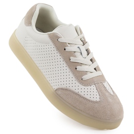 Kvinders lædersportsko Perfoleret beige Sergio Leone SP-118
