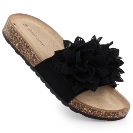 Kvinders hjemmesko med blomster Black Potocki GN17301 sort