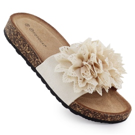 Kvinders flip flops med blomster beige potocki GN17301
