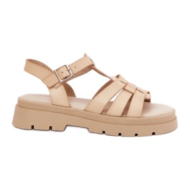 Eco Leather Women's Sandals på platformen Beige