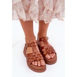 Eco Leather Women's Sandals på kamelplatform brun